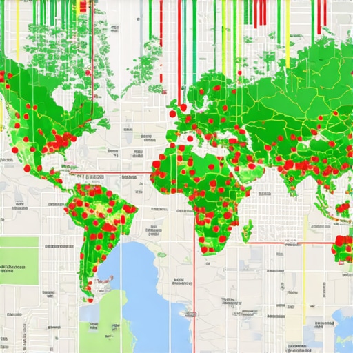 A visual representation of local search rankings using a grid-based tracking tool for a city area.