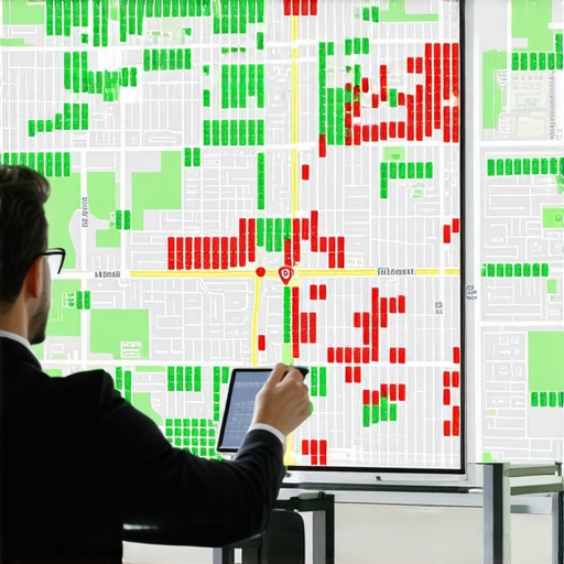 A grid tracking tool showing local map pack rankings across a specific geographic area