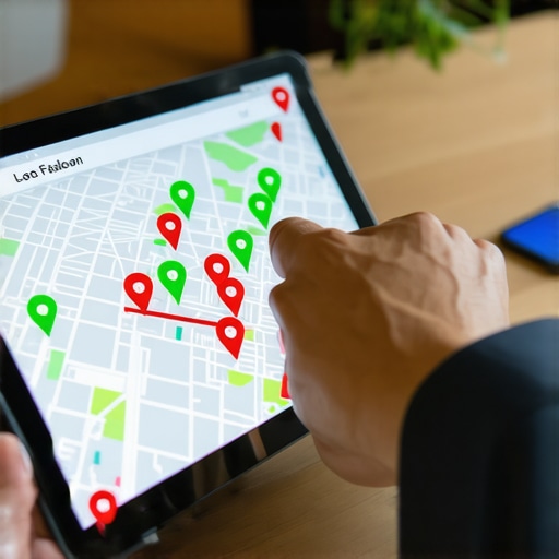 Monitoring local map pack rankings using a geo-grid software tool.