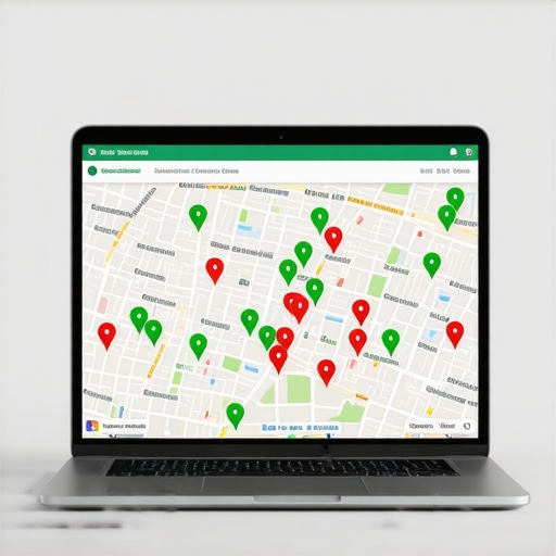 A grid-based rank tracking map showing local business visibility across different neighborhood coordinates.