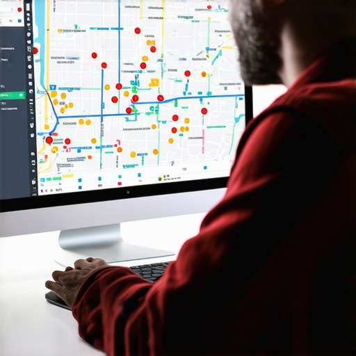 A professional monitoring local search rankings using a map-based grid tracking tool for business optimization.