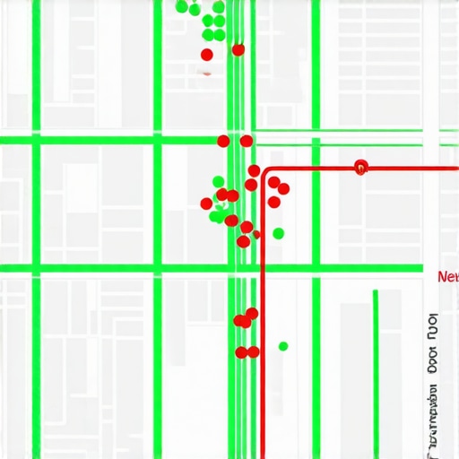 A grid-style map showing how local SEO rankings change based on the searcher's physical location.