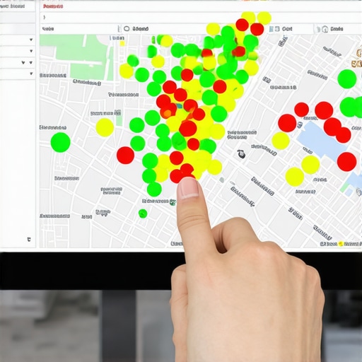 A visual heatmap showing local search rankings across a city map to track proximity performance.