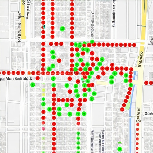 Local SEO Heatmap Grid for Ranking Maintenance A digital heatmap showing local map pack ranking positions across a city grid.