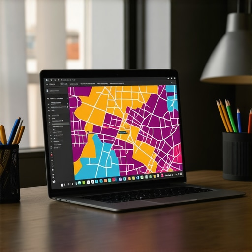 A grid-based heatmap visualization showing local search ranking positions across a geographic area.