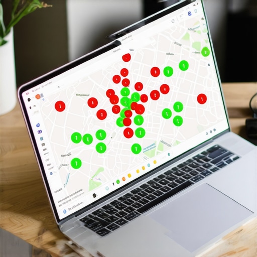 A visual representation of a local SEO heatmap showing search rankings across different geographic locations.