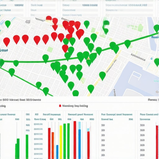 Visual heatmap showing local search rankings and proximity data for a business profile.