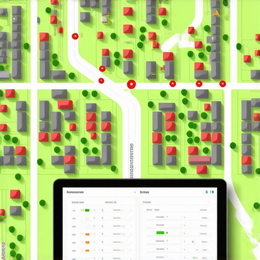 A map showing local search rankings across a geographical area using grid tracking software.