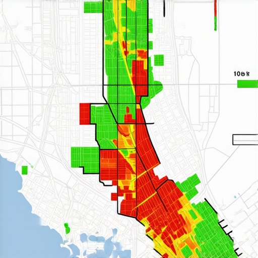A map visualization showing how local search rankings fluctuate based on proximity and neighborhood relevance.