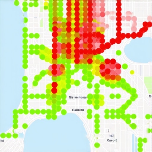 A visualization showing how Google Maps rankings fluctuate across different neighborhood blocks.