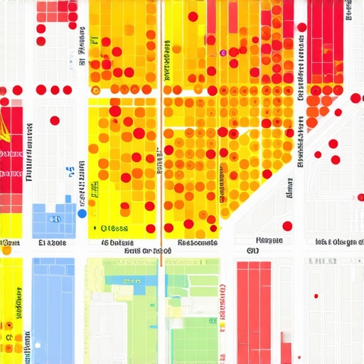 Visual representation of local search visibility across different neighborhoods in a city.