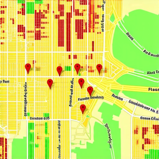 A city map visualization showing how local SEO rankings fluctuate based on proximity and user engagement signals.