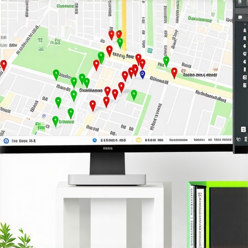 A map showing search visibility rankings for a local business across different city blocks.