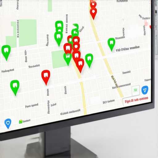 A digital map showing local SEO ranking positions across a neighborhood grid.