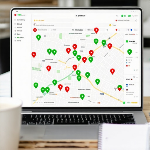 A visual representation of local SEO grid tracking showing business ranking positions across a neighborhood map.