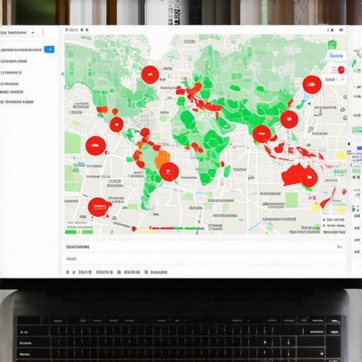 A visualization of a local search grid showing ranking positions across different city neighborhoods.