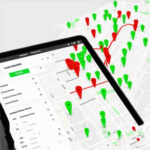 A visual representation of local SEO ranking software showing a map pack heatmap.
