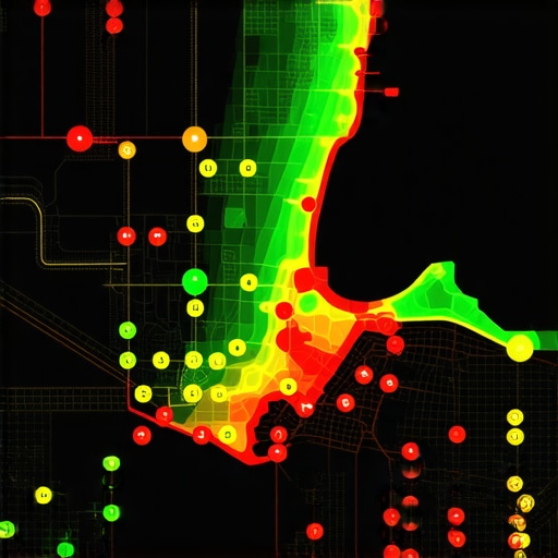 Visual representation of a local SEO search grid showing ranking positions across different city neighborhoods.