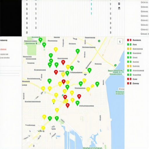 A visual representation of local SEO rank tracking across a specific geographic area.