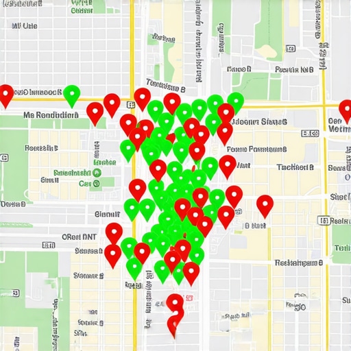 Visual representation of local SEO grid tracking across a geographic area
