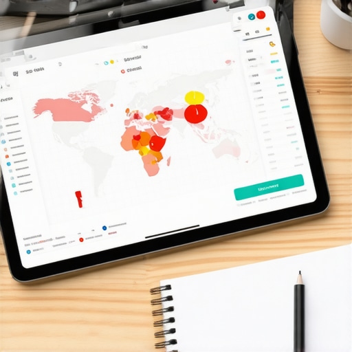 A professional reviewing a local search heat map and a maintenance checklist for 2025 SEO tasks.