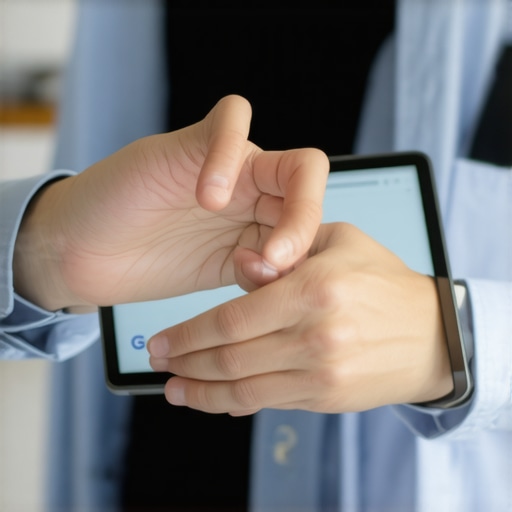 Hands updating business profile on a digital tablet for local SEO