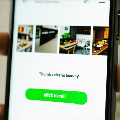 A smartphone screen showing a local service website optimized with a prominent sticky click-to-call button for mobile users.