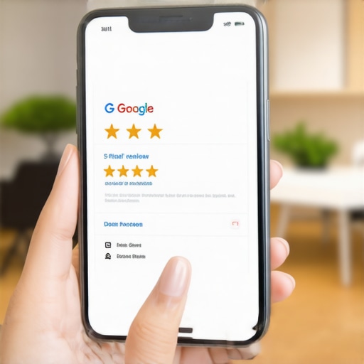 A person viewing 5-star ratings on a business profile.