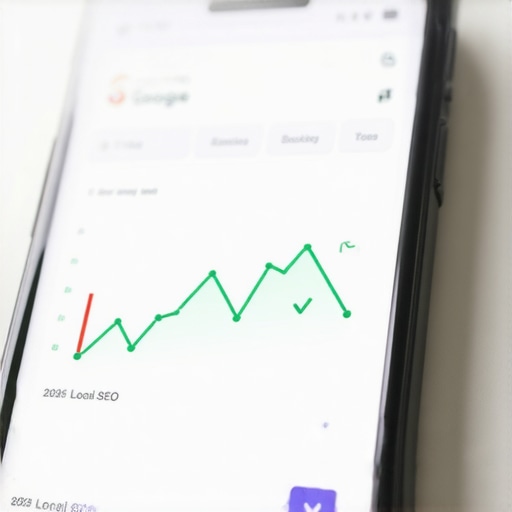 A smartphone screen showing a successful Google Business Profile optimization strategy with growth metrics.