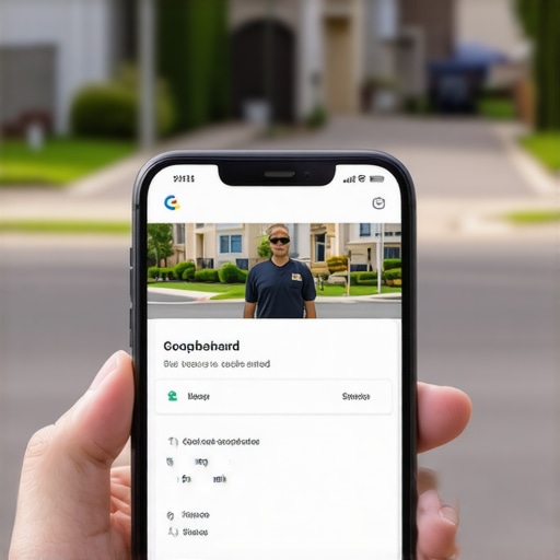 Modern Local SEO Maintenance on Mobile Professional checking Google Business Profile photo upload on a smartphone outdoors