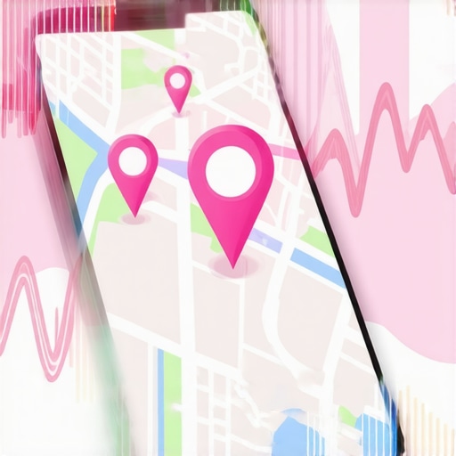 A conceptual image showing digital location pins and search signals on a map.