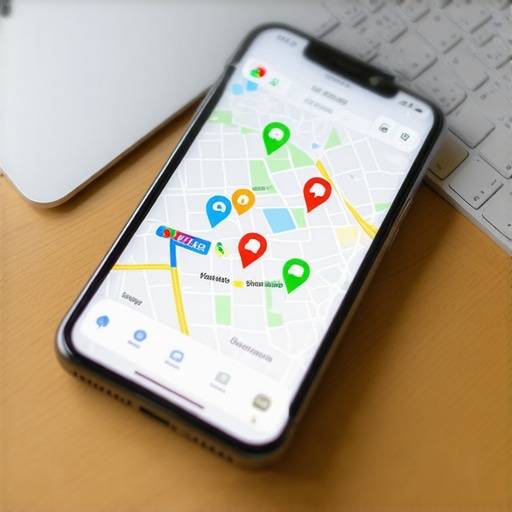 Modern Map Pack Optimization Metrics on Smartphone Screen A smartphone showing interactive map pins and local ranking metrics to illustrate modern local search optimization.