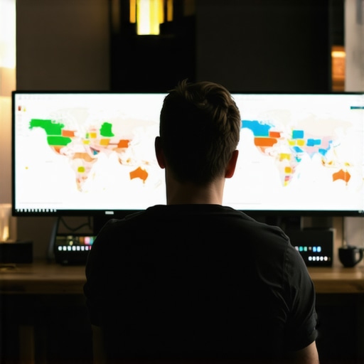 A professional using grid tracking tools to monitor Google Maps rankings across a city.
