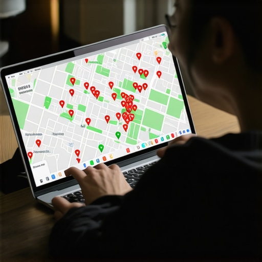 Monitoring Local SEO Visibility with a Geo-Grid Tool A business owner tracking their Google Maps ranking using a geo-grid visualization tool to identify visibility gaps.