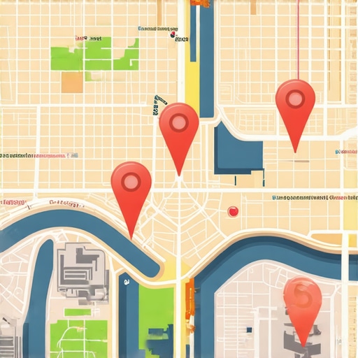 Neighborhood Specific Local SEO Map Digital map showing hyper-local SEO targeting for specific neighborhoods