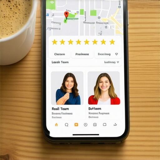 A clean and highly-converting Google Maps business listing displayed on a smartphone screen showing real team photos.