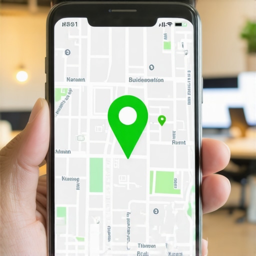 Optimized Map Pin on Smartphone Screen A smartphone displaying an optimized local business map pin setup