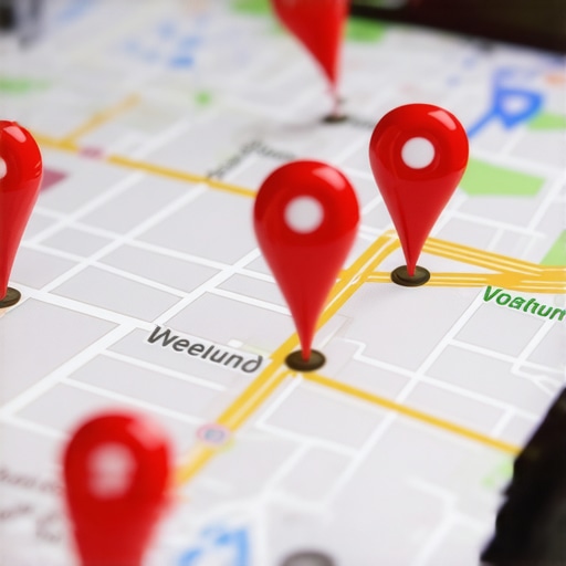 A smartphone showing optimized local map pins for high visibility