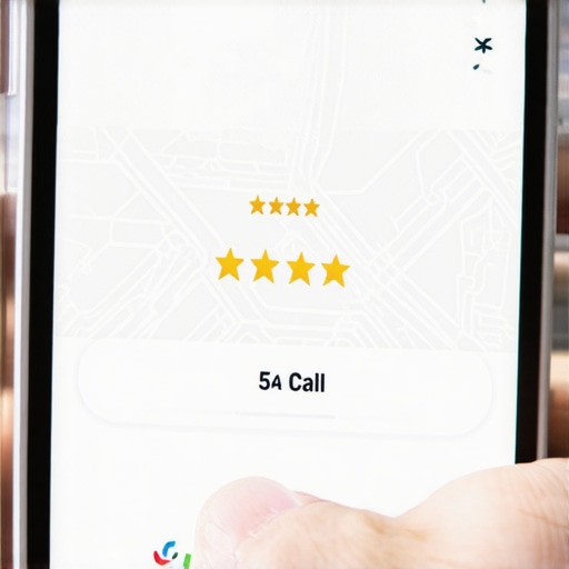 A person engaging with a local business listing on a smartphone to improve SEO signals.