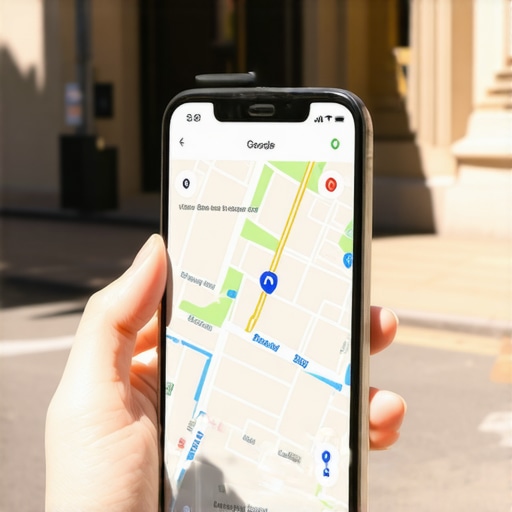 Close up of a smartphone displaying a local business listing with easy-to-use navigation buttons.