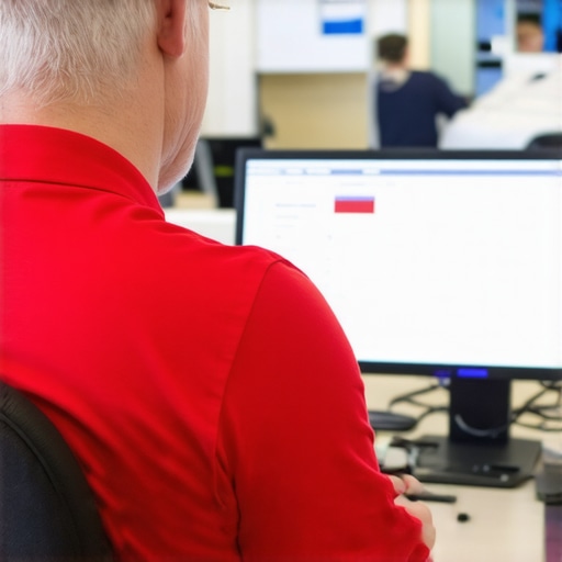 Optimizing local business listings at a car dealership A car dealership manager updating local business categories on a computer screen.