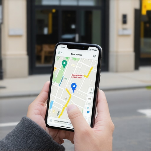 Close up of a hand adjusting a business location pin on a high resolution digital map for SEO purposes.