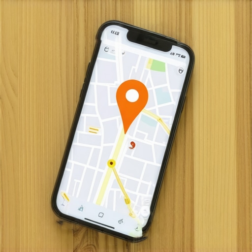 A smartphone on a desk showing a map pin reflecting accurate local SEO placement