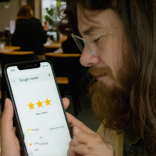 A business owner engaging with a customer review on their smartphone
