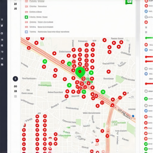 Local SEO rank tracker grid showing map performance across different neighborhoods