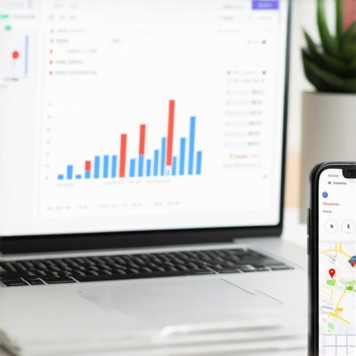 A laptop showing data-driven local SEO growth for a business profile.