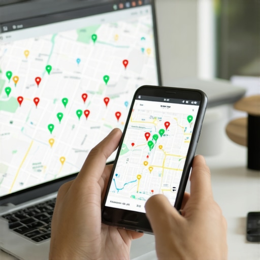 A business owner tracking map search engine rankings with grid software