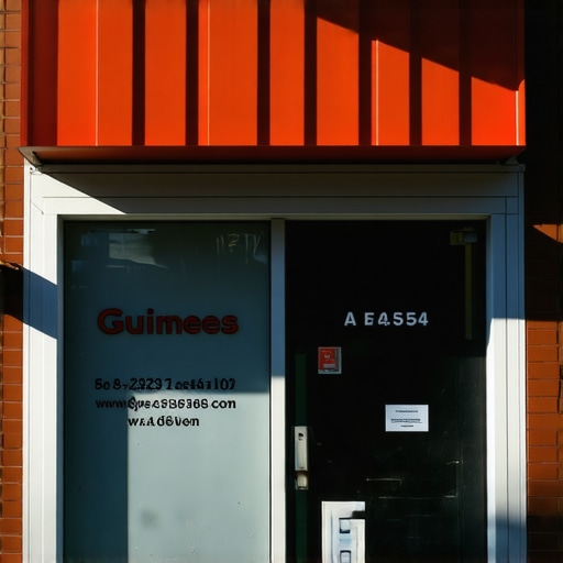 Local business storefront signage matching digital profile details for SEO verification