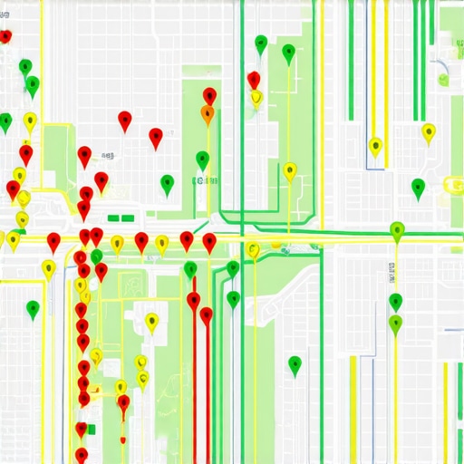 A visual representation of a local SEO grid rank tracker showing ranking performance across a city map.