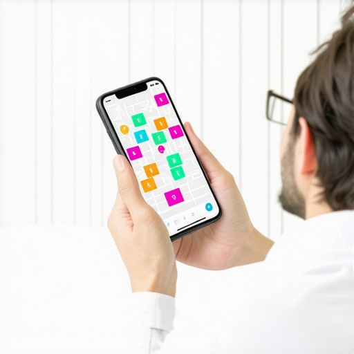 A smartphone displaying localized map ranking differences across different neighborhood coordinates
